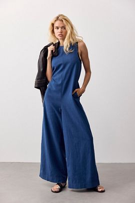 Free People Do No Wrong Linen Jumpsuit