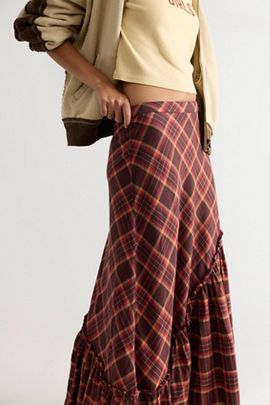 Free People Emberwood Plaid Maxi Skirt