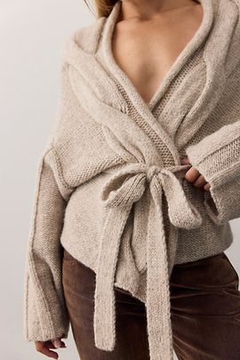 Free People Enlaced Cable Knit Wrap Cardi