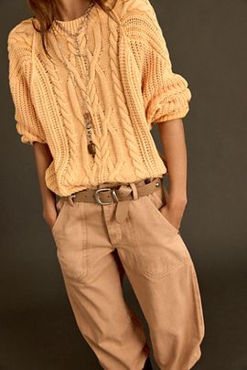 Free People Frankie Cable Knit Cotton Sweater