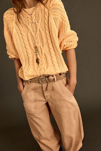Free People Frankie Cable Knit Cotton Sweater