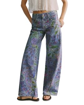 Free People Free People Alter Ego Printed Wide Leg Jeans in Dusk Combo