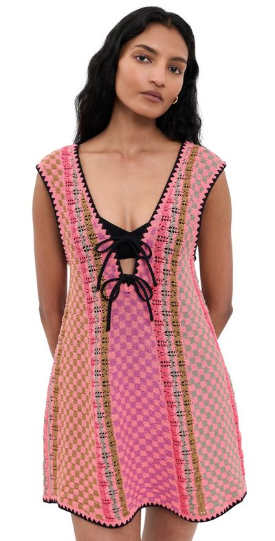 Free People Free People Amalfi Twist Mini Dress Pink Pop Combo