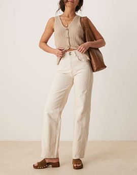 Free People Free People aster straight leg jeans in ecru-White