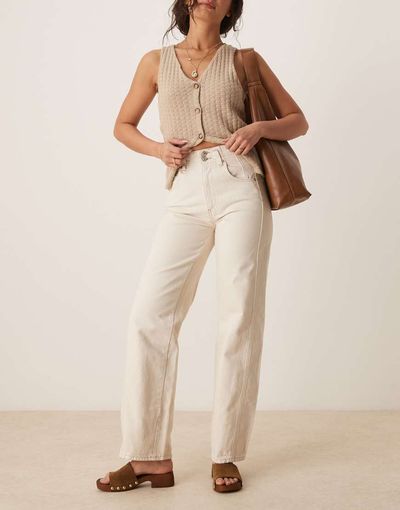 Free People Free People aster straight leg jeans in ecru-White