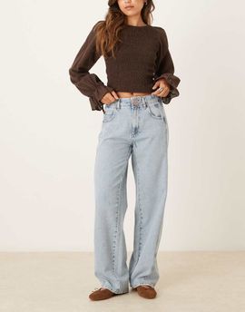 Free People Free People aster straight leg jeans in light wash blue
