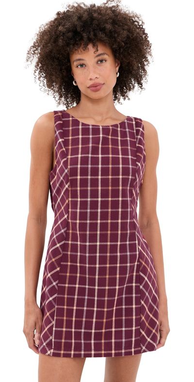 Free People Free People Atlas Plaid Mini Dress Cocoa Plum Com