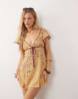 Free People Free People backroads flippy mini dress in dandelion floral-Multi