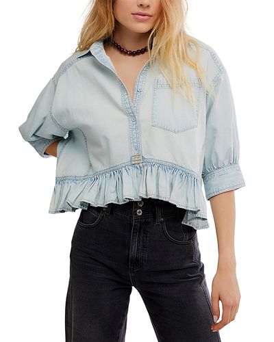 Free People Free People Bailey Ruffled Denim Shirt