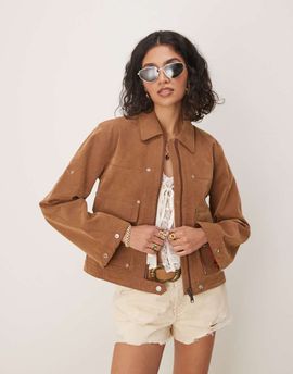 Free People Free People balir faux suede jacket in caramel-Brown