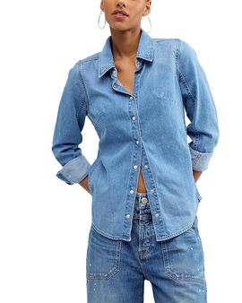 Free People Free People Benny Cotton Slim Denim Shirt