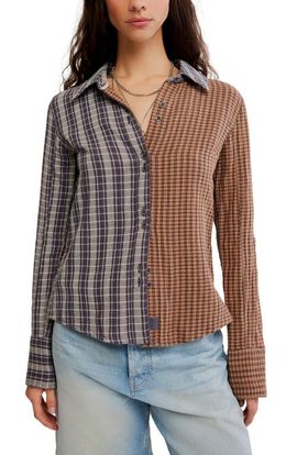Free People Free People Benny Slim Plaid Cotton Shirt