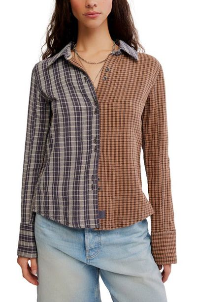 Free People Free People Benny Slim Plaid Cotton Shirt