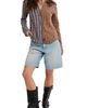 Free People Free People Benny Slim Plaid Cotton Shirt - 5