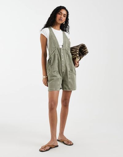 Free People Free People bonanza one piece overalls in laurel canyon-Green