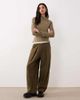 Free People Free People breezy high neck rib knit long sleeve sweater in khaki-green fossil dune - 1
