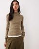 Free People Free People breezy high neck rib knit long sleeve sweater in khaki-green fossil dune - 2