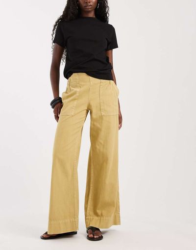 Free People Free People Breezy low rise flared pull-on pants in mustard-Yellow
