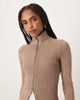 Free People Free People brunch girl long sleeve zip up cardigan in dusted cocoa-Brown - 2