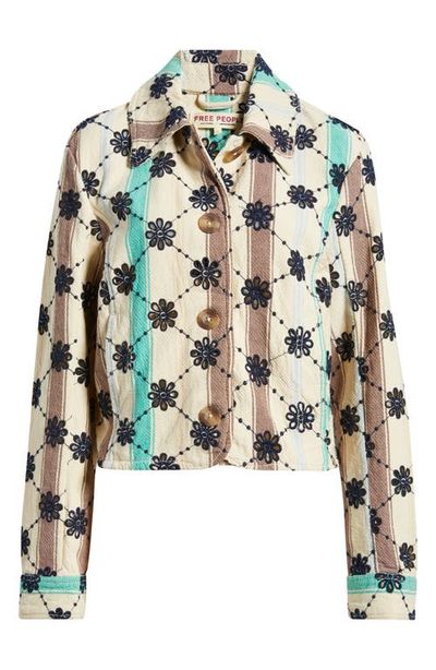 Free People Free People Cassie Mod Stripe Eyelet Cotton Jacket