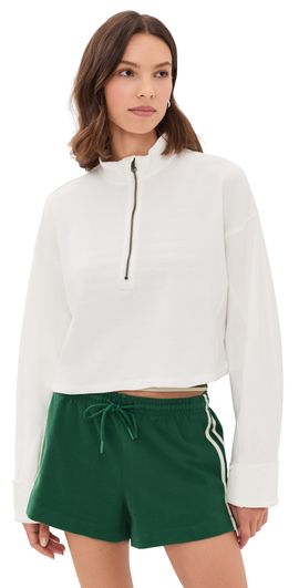 Free People Free People Celeste Quarter Zip Sweatshirt Clean Ivory