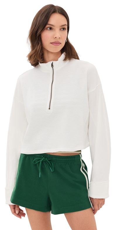 Free People Free People Celeste Quarter Zip Sweatshirt Clean Ivory