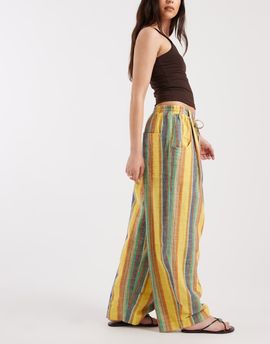 Free People Free People chambers laid back pull on pants in butter yellow stripes