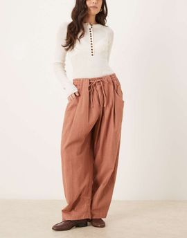 Free People Free People chambers laid back pull on pants in canyon sunset-Brown