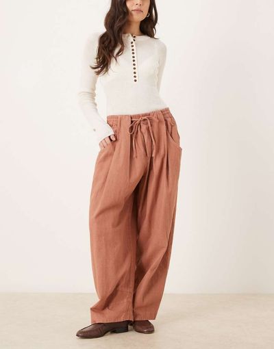 Free People Free People chambers laid back pull on pants in canyon sunset-Brown