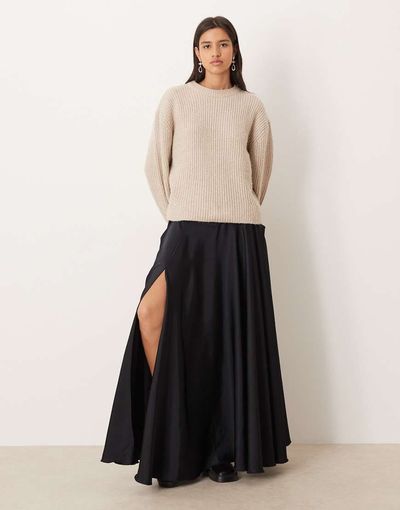 Free People Free People chilco maxi skirt with side slit in black