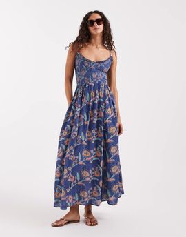 Free People Free People ciella printed midi dress in blue floral combo-Multi