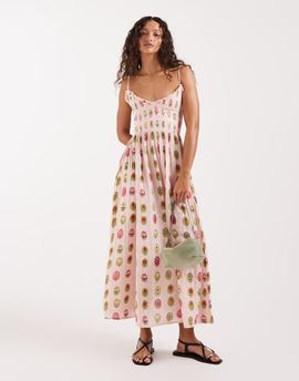 Free People Free People ciella printed midi dress in dusty pink combo