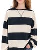 Free People Free People Classic Stripe Sweatshirt Black Combo - 1
