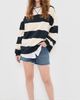 Free People Free People Classic Stripe Sweatshirt Black Combo - 5