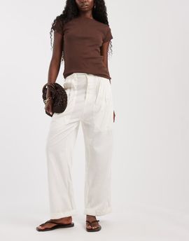Free People Free People Clover low rise cargo style pants in white