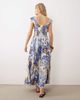 Free People Free People corset style drop waist maxi dress in blue white floral-Multi - 3