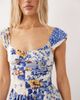 Free People Free People corset style drop waist maxi dress in blue white floral-Multi - 4