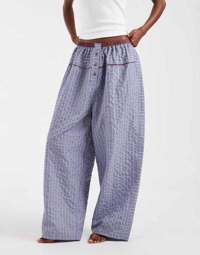 Free People Free People cross my heart pajama pants in blue-Multi