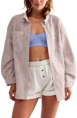 Free People Free People Cross My Heart Plaid Seersucker Sleep Shirt