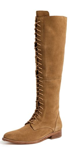 Free People Free People Davey Over-the-Knee Lace Up Boots Camel Suede