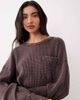 Free People Free People Dawson pocket detail waffle top in chocolate-Brown - 3