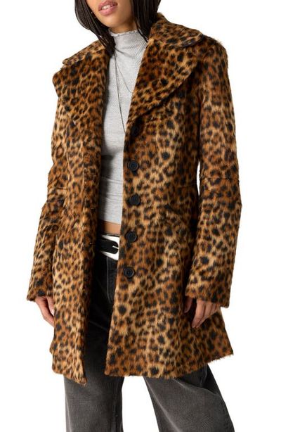 Free People Free People Delancy Leopard Faux Fur Lady Coat 