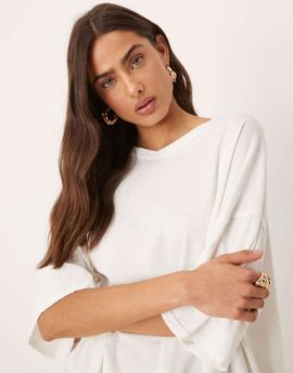 Free People Free People devon relaxed fit t-shirt in ivory-White