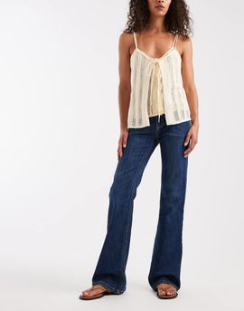 Free People Free People Double knot high rise straight leg jeans in mid blue