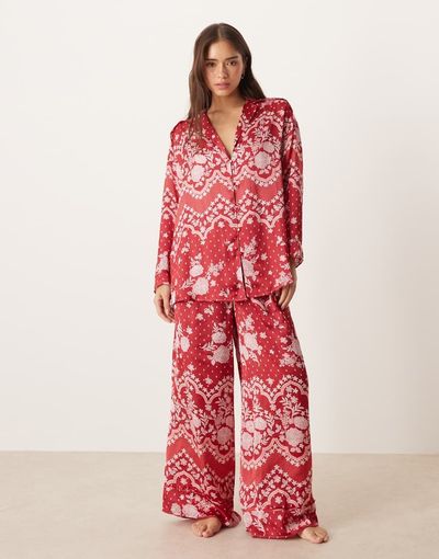 Free People Free People dreamy days printed pajama set in cherry-Red