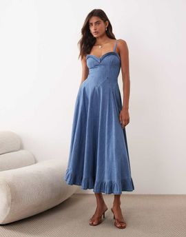 Free People Free People drop waist midi dress in blue