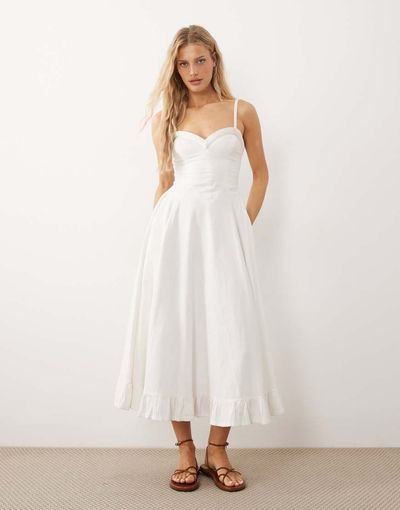 Free People Free People drop waist midi dress in coconut milk-White