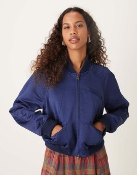 Free People Free People ellie satin bomber jacket in cosmic club-Blue