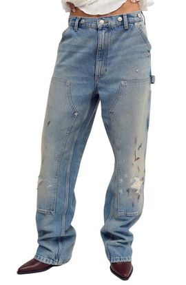 Free People Free People Emily High Waist Ripped Wide Leg Carpenter Jeans