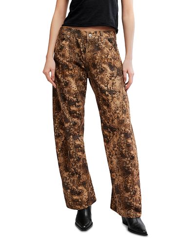Free People Free People Fable Low Rise Print Bowed Jeans in Chocolate